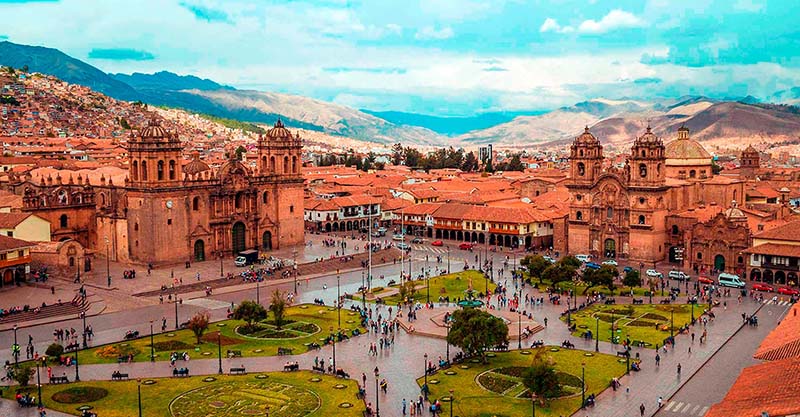Vista aérea do centro de Cusco