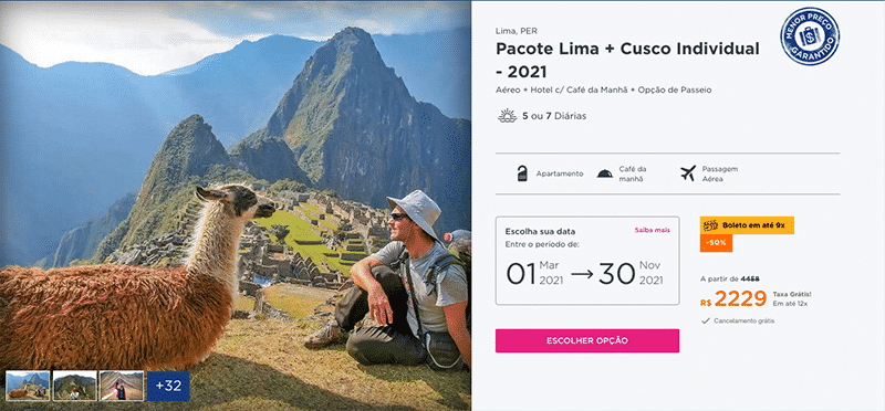 Pacote Lima + Cusco Individual por R$ 2.229