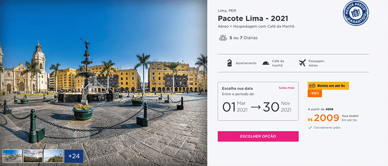 Pacote Hurb para Lima por R$ 2.009