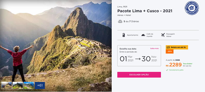 Pacote de Viagem Hurb para Lima e Cusco