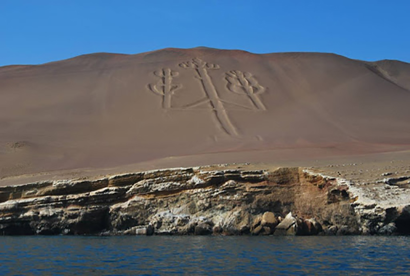 Desenho de Candelabro do Deserto de Paracas no Peru